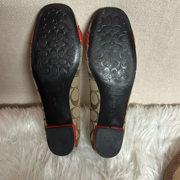Coach Women's Tan and Red Loafers - Picture 8 of 11